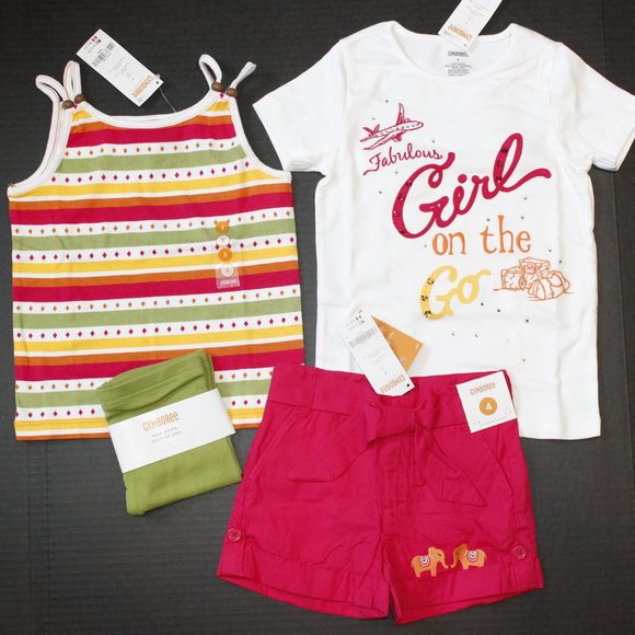 NWT Gymboree size 5/4 tops shorts outfits Batik Summer 4-piece - Picture 1 of 8